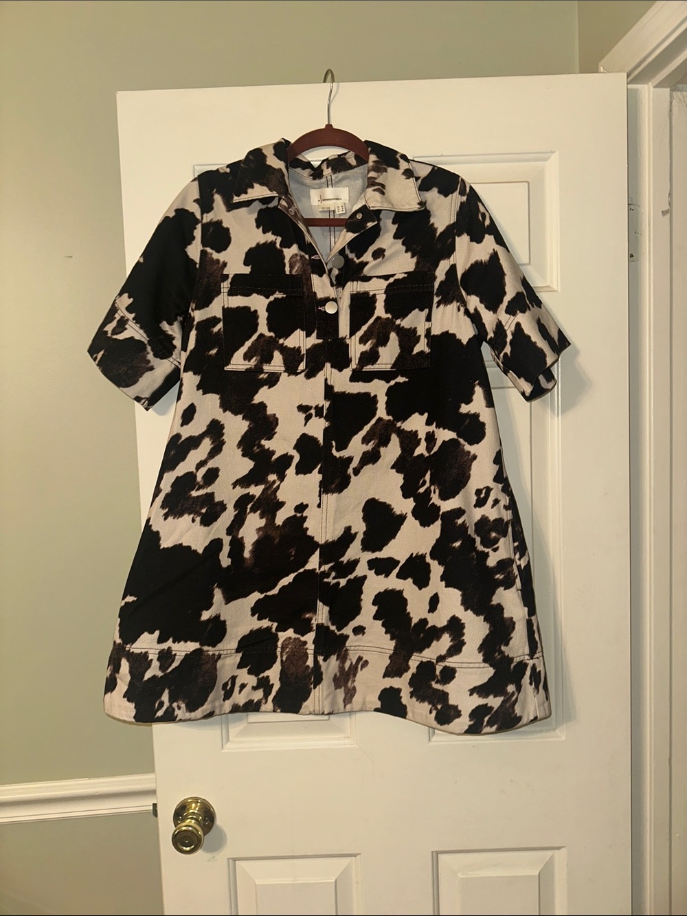 Anthropologie Jeannie Short-Sleeve Denim A-Line Mini Dress by Maeve - Picture 4 of 7